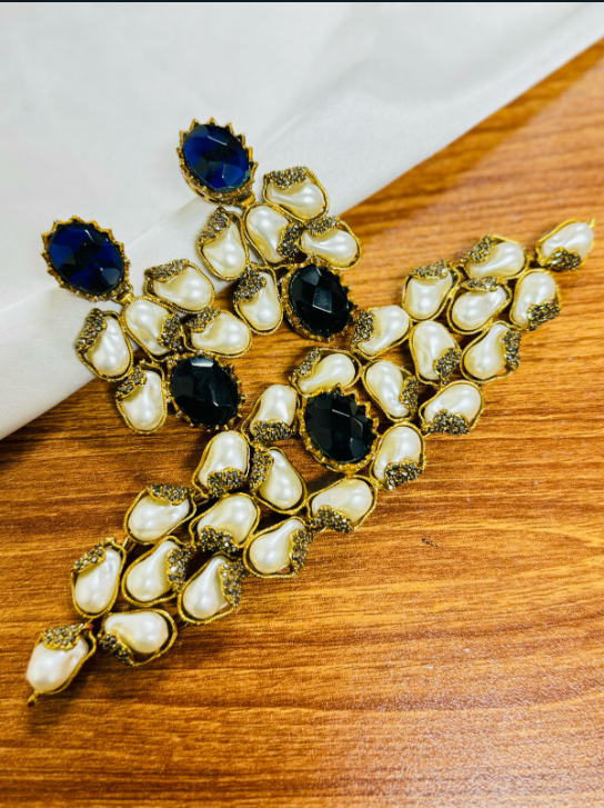 Designer  Turkish Emerald & Baroque Pearl Choker Set