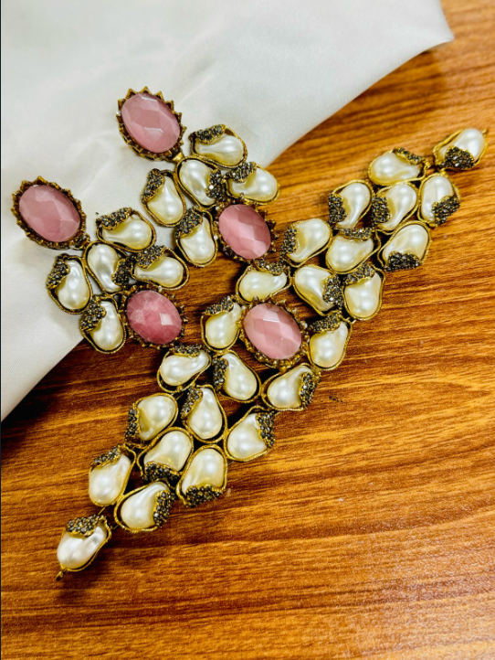 Designer  Turkish Emerald & Baroque Pearl Choker Set