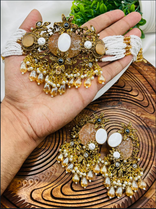 Turkish Jewelry Choker Set with Earrings | Bridal Jewellery