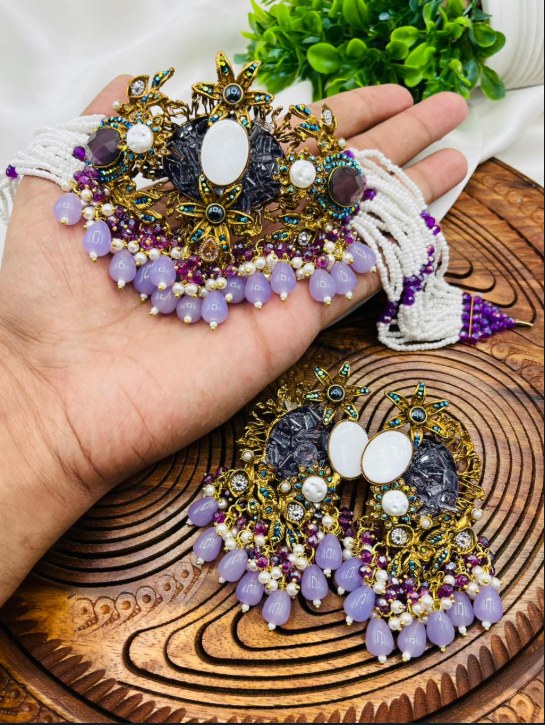 Turkish Jewelry Choker Set with Earrings | Bridal Jewellery