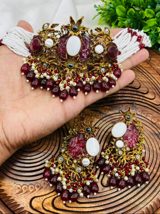Turkish Jewelry Choker Set with Earrings | Bridal Jewellery