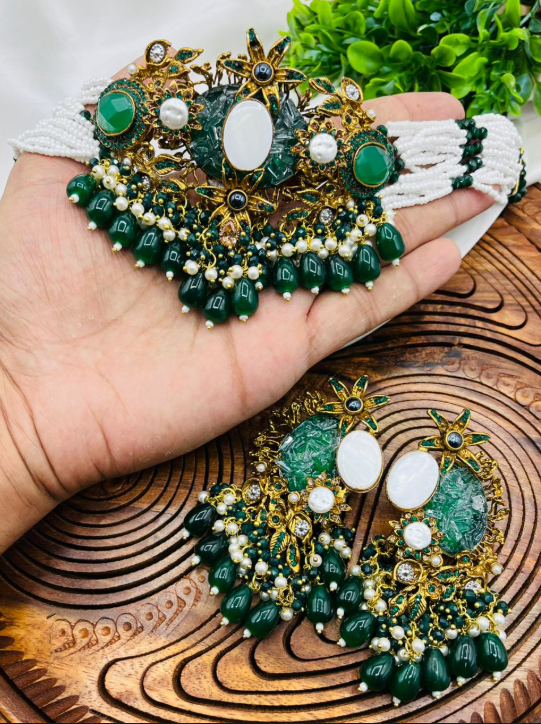 Turkish Jewelry Choker Set with Earrings | Bridal Jewellery