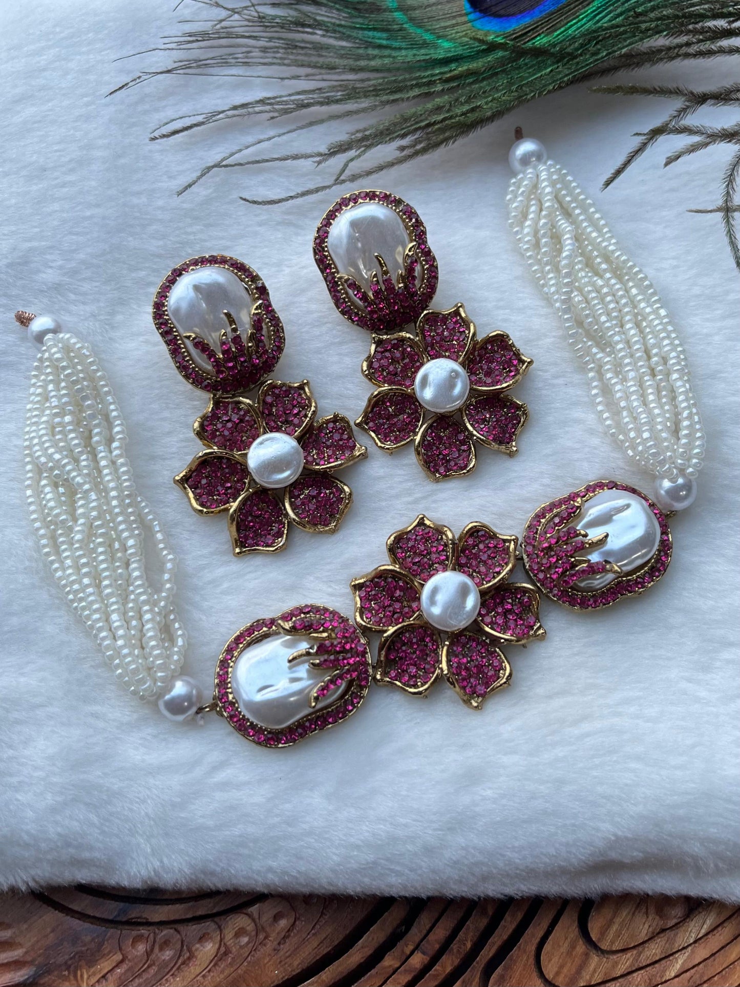 Designer Turkish Vintage Choker Set - Turkish Gold Floral Necklace with Matching Statement Earrings