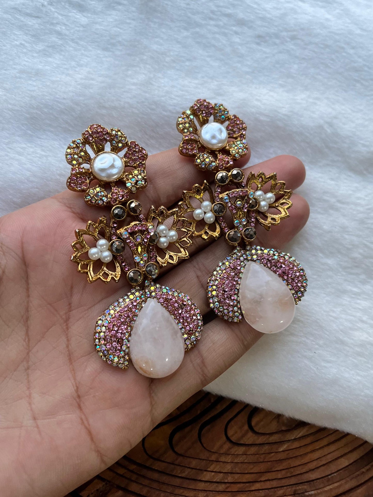 Turkish Designer Vintage Earrings - Intricate Filigree & Deep Magenta Drops for Women