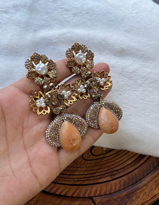 Turkish Designer Vintage Earrings - Intricate Filigree & Deep Magenta Drops for Women