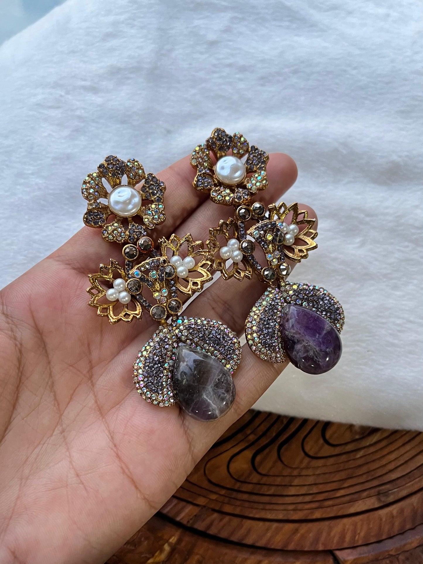 Turkish Designer Vintage Earrings - Intricate Filigree & Deep Magenta Drops for Women