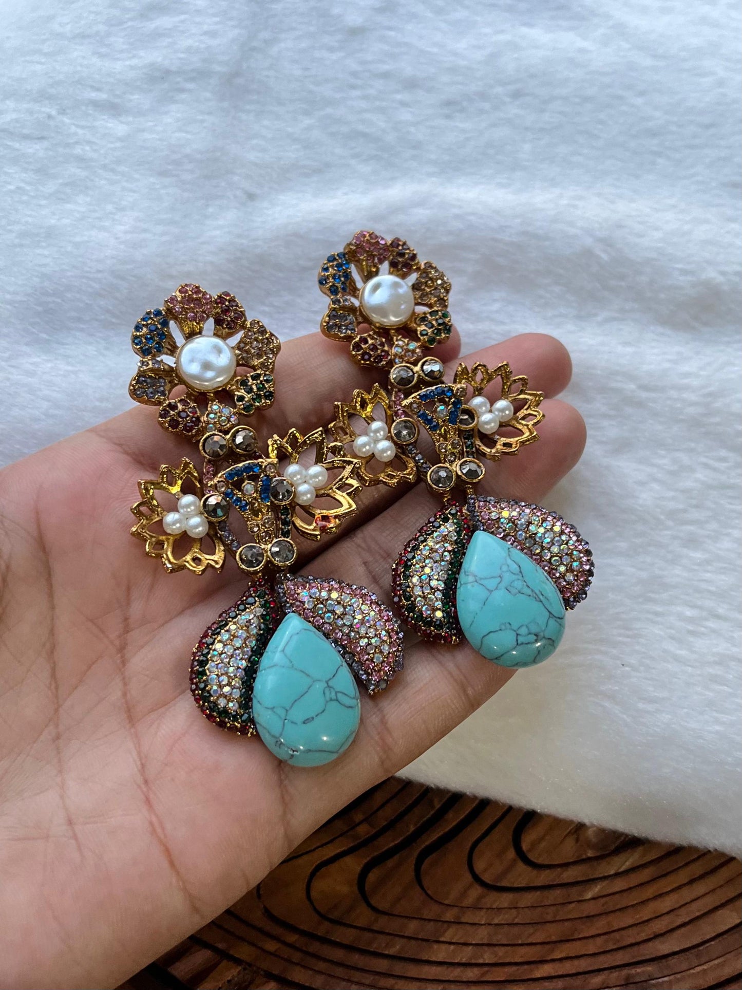Turkish Designer Vintage Earrings - Intricate Filigree & Deep Magenta Drops for Women