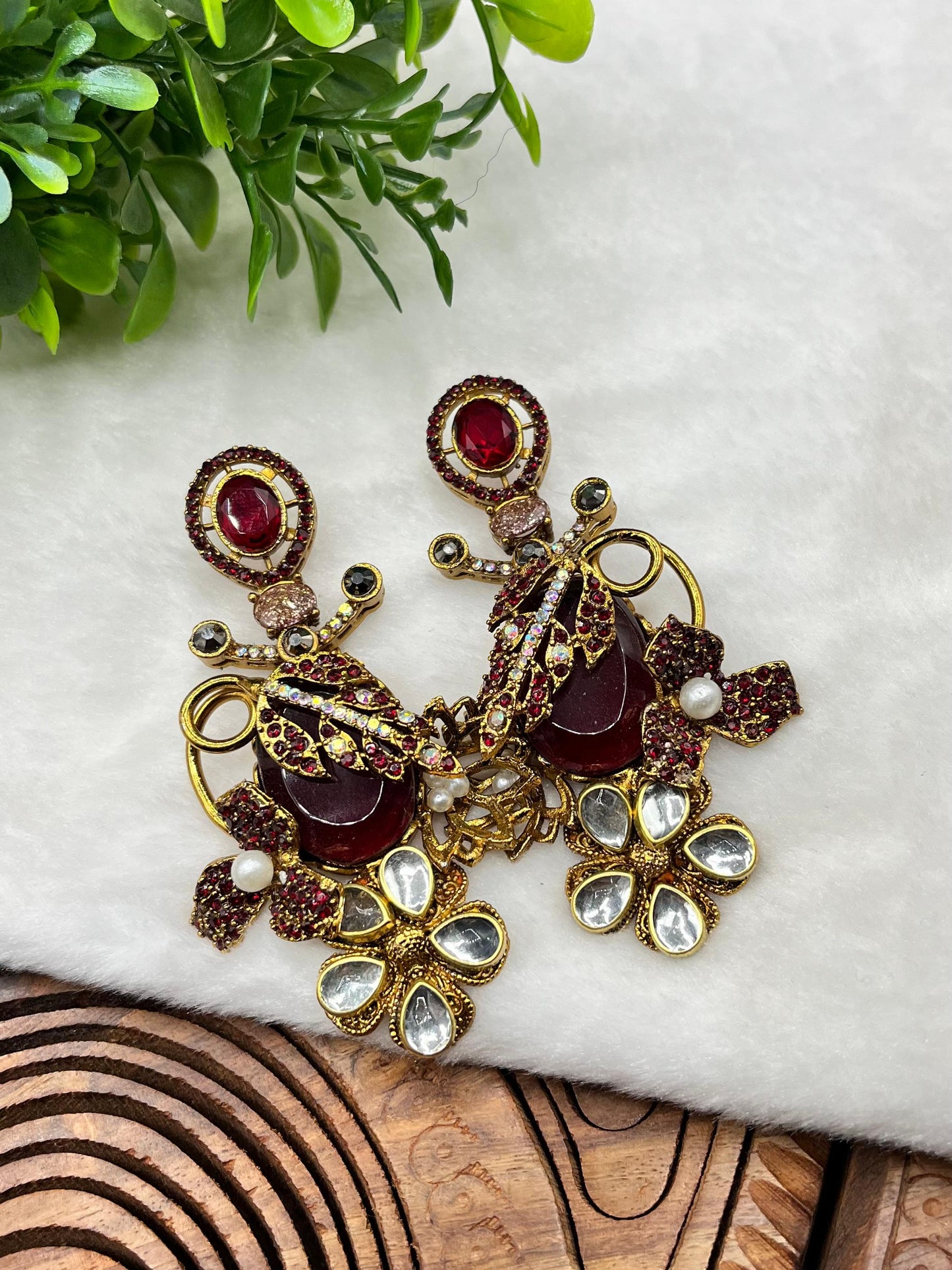 Royal Blue Turkish Statement Earrings - Vintage Gold Filigree & Lapis-Style Drop Earrings with Crystal Accents