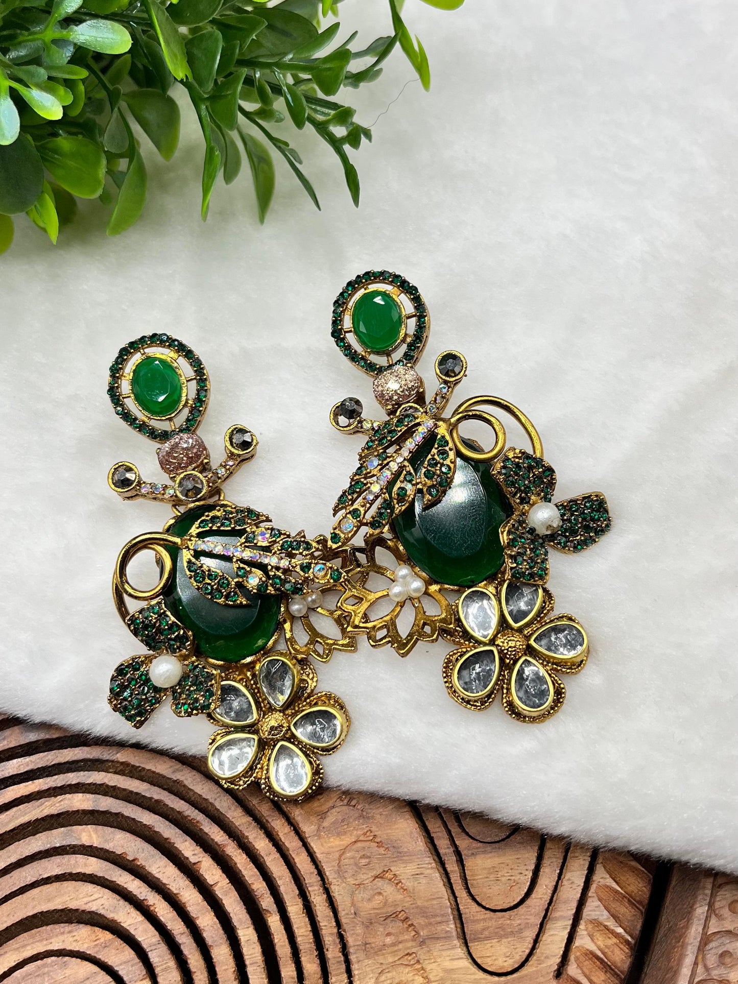 Royal Blue Turkish Statement Earrings - Vintage Gold Filigree & Lapis-Style Drop Earrings with Crystal Accents