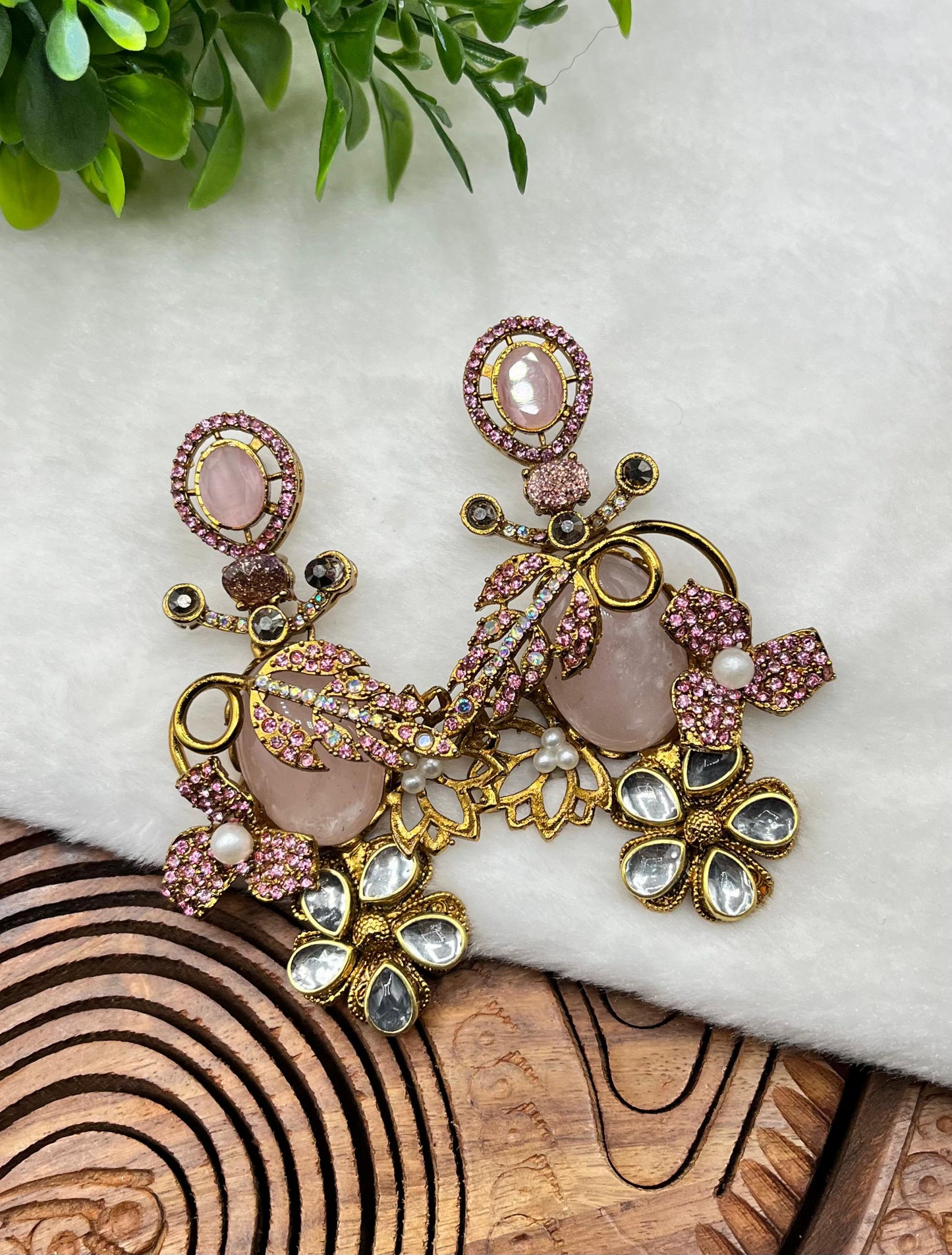 Royal Blue Turkish Statement Earrings - Vintage Gold Filigree & Lapis-Style Drop Earrings with Crystal Accents