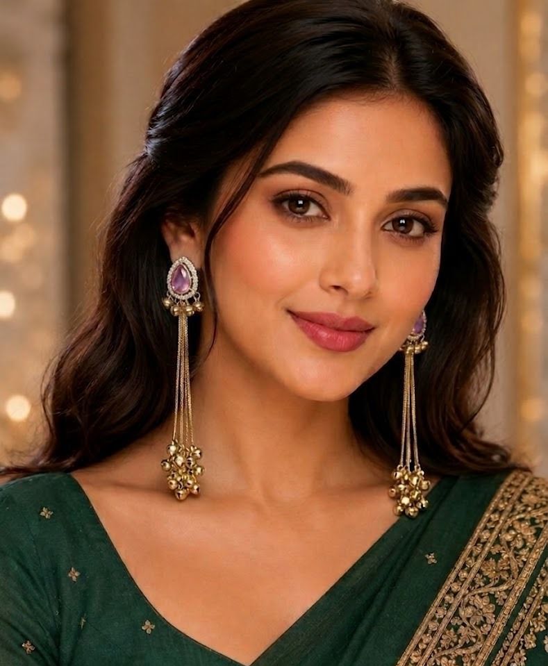 Royal Heritage: Teardrop Crystal Kashmiri Statement Earrings with Golden Ghungroos