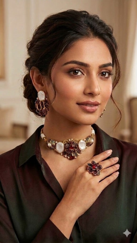 Designer Turkish| Jewellery Set| Antique Polish| Available in 5 Colors