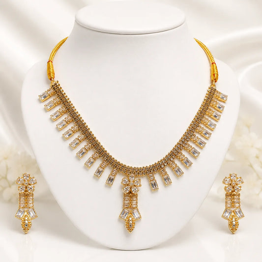 Crystal Blossom Luxe Necklace Set | Color Customisable | 5 Colors |