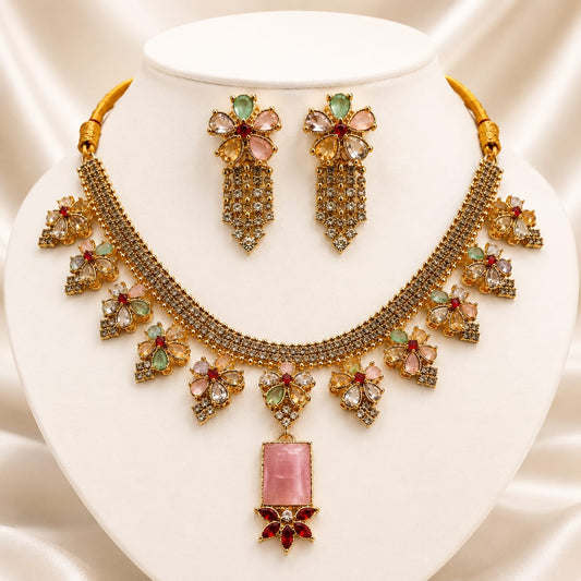 Pastel Blossom Royal Necklace Set | Color Customisable | 5 Colors |