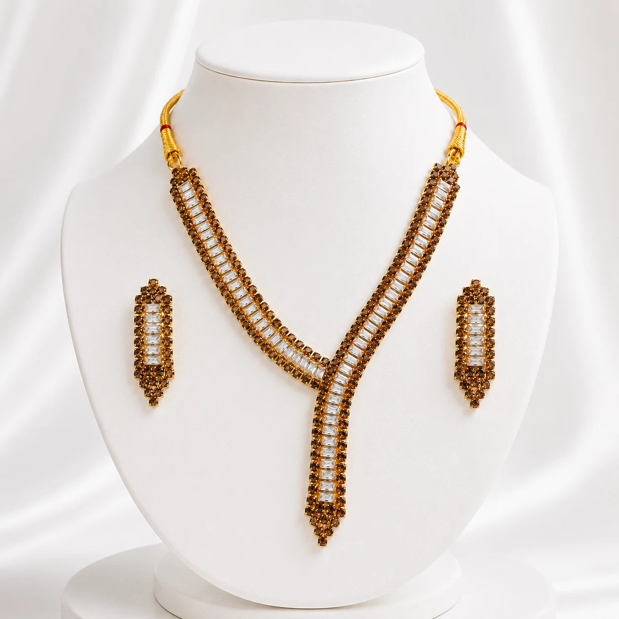 Amber Luxe Y-Drop Necklace Set  | Color Customisable | 5 Colors |